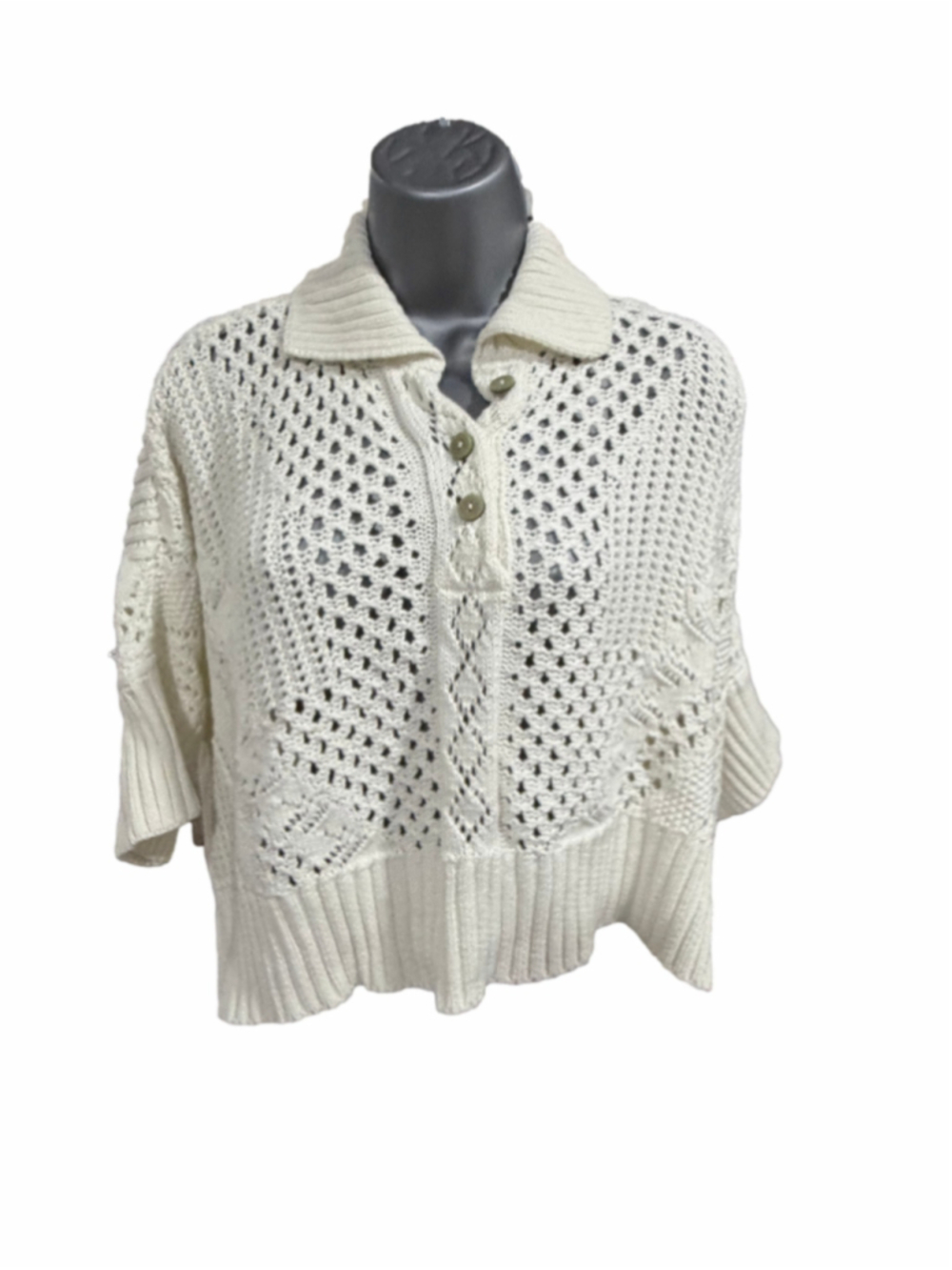 NWT Free People to The Point Polo Optic White small